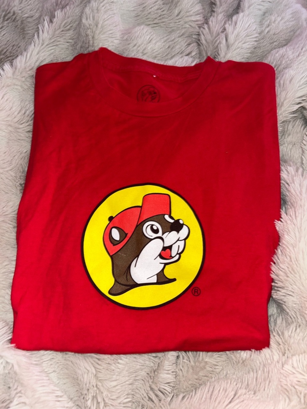 Red Short Sleeve Tee with Buc-ee's Beaver Logo